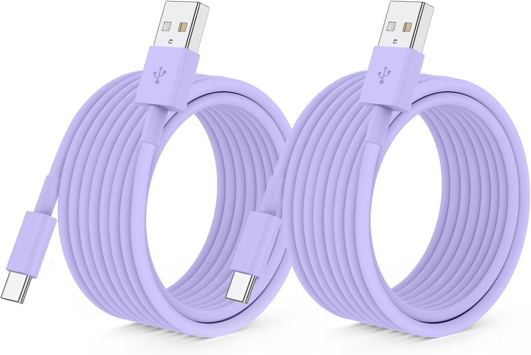 QZIIW 2 Pack Apple USB C Fast Charging Cable 15 FT for iPhone 16 15/16 15 Pro/16 15 Pro max/16 15 Plus,USB A to USB C Car Carplay Cord Compatible Galaxy S25 S24, i Pad Pro 12.9/11,Air 5th/4th Gen (Purple)