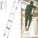 Integrated Step Ladder with 57"-61" Height Rangebunk Ladder with 1.2" HooksAll Metal Structure 300 lbs CapacityAnti-Slip Step, Easy to Clean, for Bunk Beds, Dorms, and Kids' Rooms