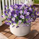 INQCMY Fake Artificial Pansy Flowers for Outdoor, Faux Silk Pansies Flower 12 Pcs Spring Summer Decoration, UV Resistant Fake Plants for Outside Planter Porch Yard Patio Home Decor(Double Purple)