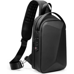 FENRUIEN Anti-Theft Crossbody Sling Backpack Bag for Men&Women Hard Shell with USB, Shoulder Pack Lock Waterproof 10.2 inch Single Strap for Travel Hiking