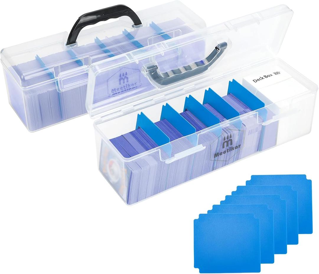 Trading Card Storage Box Compatible with 200+ Toploaders 1000+ Magic Commander, Yugioh, TCG Cards, Toploader Storage Box Includes 5 movable Dividers fit for MTG Card Storage (2 Pack)