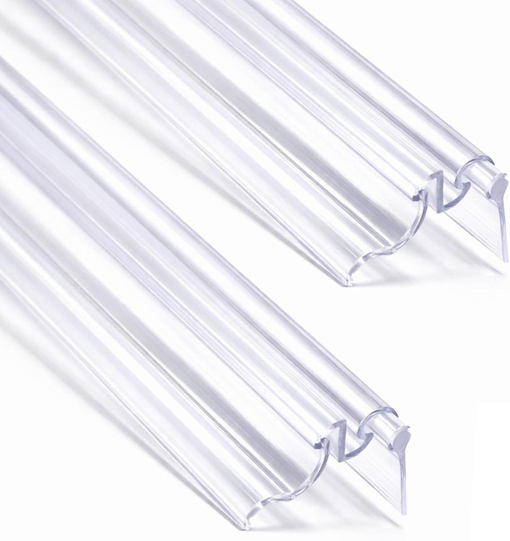 Hicarer 2 Pcs 36" Framed Shower Door Replacement Drip Rail with Vinyl Sweep, PVC Shower Glazing Spline Adapter Slot Width Is 7/32" Door Sweep Replacement Are Used to Block Water