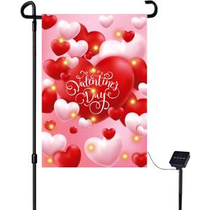 Valentine Garden Flag,8 Lighting Modes LED Flag Valentine Flag 12.5 x 18 Inch House Flags for Yard Decoration