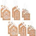 AuldHome Design Gingerbread House Christmas Ornaments (Set of 12), Large House Shaped Christmas Tree Cookie Decorations, 4-5 Inch Size
