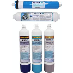 PureT FPK-E3-5 | Filter Set for EZ Slim Reverse Osmosis System, Full Water Replacement Filter Set - Sediment, Carbon & Reverse Osmosis Water Filter, Drinking Water Filter, Compatible w/ E3RO550-EZ