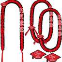 2 Pcs Graduation Lei Class of 2026 Handmade Grad Ribbon Lei DIY Name Braided Necklace Congrats Graduates Money Leis Graduation Gift High School Grad Party Supplies for Women Men