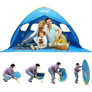 2 Seconds Easy Setup Pop Up Beach Tent for 2-3 Persons,UPF 50+ Thicker Oxford Fabric,Steel Wire Frame,Superb Windproof Sun Shelter,Lightweight Beach Cabana with Handy Carry Bag