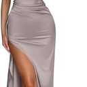 Memoriesea Women's Sexy One Shoulder High Split Cocktail Wedding Party Maxi Dress S