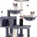 ROYPET Cat Tree with Cat Condo and Two Hammocks, Cat Tower with Scratching Posts and Scratching Pads, Grey