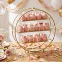 Qinyoung 1 Pcs 22 Inches Gold Metal Tiered Cupcake Stand 3 Tier Dessert Stand Cake Dessert Holder Display for Cupcake Table Display Wedding Birthday Party Decorations