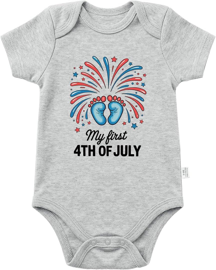 Habudda 4th of July Baby Outfit 250 Anniversary Independence Day Newborn Infant Bodysuit USA Flag Patriotic Short Sleeve 0‑6M