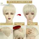 BECUS Pixie Cut Wig for Women, Short Platinum Blonde Wig, Natural Looking Straight Synthetic Short Wigs, Lightweight Daily Wear Wigs for Women, Halloween Cosplay Party