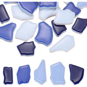 PATIKIL 250g/0.55LB Irregular Ceramics Mosaic Tiles, 0.79"-1.57" Mosaic Stained Tile Broken Porcelain Pieces Stones Bulk for DIY Craft Making Vases Home Decoration, Dark Light Blue