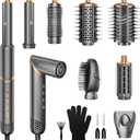 8 in 1 Hair Styler & Air Dryer Wrap Curler, High-Speed Negative Ionic Foldable Hair Tools Fast Drying, Multi Professional Hot Air Styler for Curling Volumizing Straightening Styling (Gray)