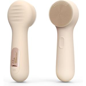 Silicone Face Scrubber, NgraCoola CLIE 2.0 Facial Cleansing Brush, Rechargeable, Waterproof Face Scrub Brush for Cleansing, Exfoliating, Massaging, Electric Facial Exfoliator for Women and Men - Oat