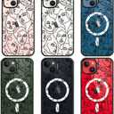 MOSNOVO Magnetic Case for iPhone 16 Pro, 10ft Military-Grade Protection, Compatible with Magsafe, Shockproof Phone Case for iPhone 16 Pro - Abstract Face Line Art - Clear Black