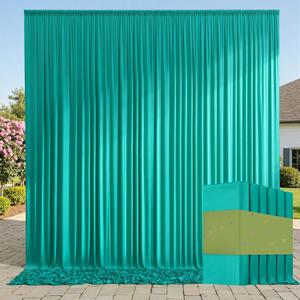 30 ft x 10 ft Wrinkle Free Turquoise Backdrop Curtains for Parties, Thick Polyester Teal Photo Backdrop Drape Panel for Wedding Mermaid Birthday Photography Background Party Backdrop Stand