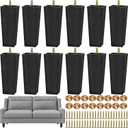 TURSTIN 12 Pieces 8" Plastic Furniture Legs Replacement Couch Legs Square Tapered Sofa Leg Mid-Century Modern Furniture Feet for Armchairs Couch Bed Coffee Table Dresser