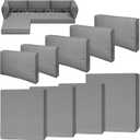 9 Piece Outdoor Patio Waterproof Cushion Covers, Fits 4-Seat Wicker Rattan Sectional Couch Chair Furniture Cover Replacement Set - Fade-Resistant Patio Cushion Covers with Zipper