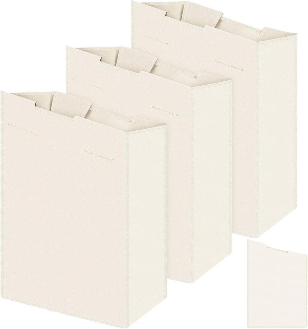 Windyun 3 Pcs Hypotenuse Laundry Sorter Replacement Bags Hamper Cart Removable Replacement Bags Laundry Storage Organizer Bag Hamper Liner, No Hooks 14.76 x 8.66 x 23.23/19.29 Inch(Beige)