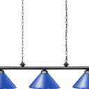 Wellmet Pool Table Lights for 8'/9' Table with 3 Blue Metal Shades, 59 Inch Billiard Lamp for Man Cave, Game Room, Kitchen Island Light for Restaurant Or Dining Room