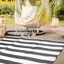 Plastic Straw Rug,6'x9' Outdoor Waterproof Patio Rugs Foldable Reversible Camping Mat for Rv, Deck, Porch, Picnic, Beach, Balcony,Black & White