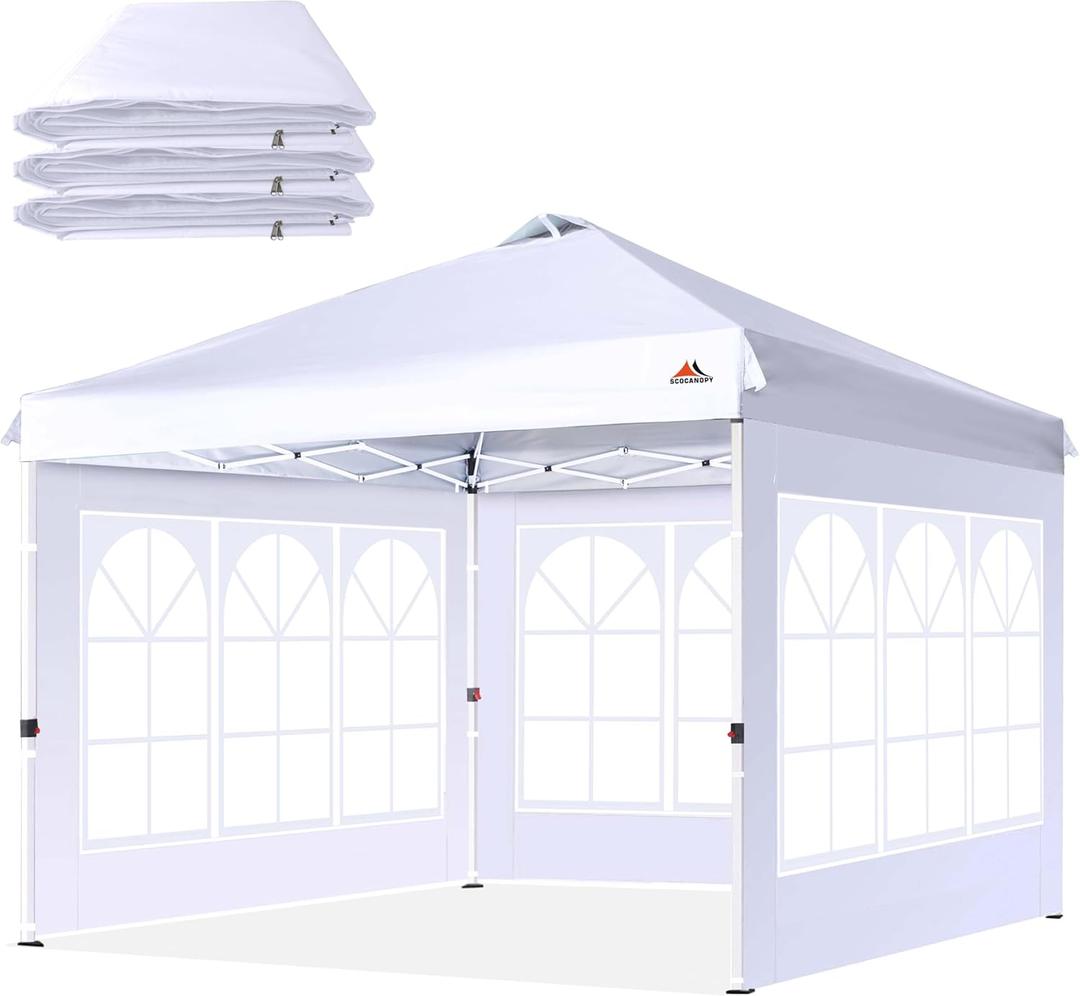 SCOCANOPY Church Window Sidewall for 10x10 Canopy Frame, 3 Pack Sunwalls Only,(White)