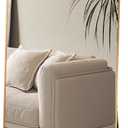 Full Length Mirror with HD Tempered Glass, Wall Mounted or Free Standing Floor Mirror with Stand, No Distortion, Sleek Safe Frame for Bedroom, Living Room, Entryway (Gold, 56")