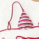 GORGLITTER Women's Striped High Waisted Bikini Sets Cute Cheeky Triangle String Thong Swimsuit Bathing Suit 2 Piece (M)