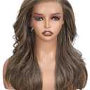 FAVE 136 Synthetic Lace Front Wig 18 Inches Light Brown Layered Wig Pre-Plucked Glueless Wig for Women Hair Replacement Wigs Futura Fiber Ash Brown