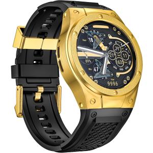 MioHHR Soft Silicon Bands for Google Pixel Watch 3/2/1 41mm,Soft Replacement Straps with Stainless Steel Protective Case for Google Pixel Watch 3 45mmMen Women (Gold)