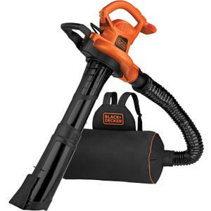 BLACK+DECKER Electric Leaf Blower, Leaf Vacuum and Mulcher 3 in 1, 250 mph Airflow, 400 cfm Delivery Power, Reusable Bag Included, Corded (BEBL7000)