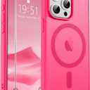 SUPFINE Magnetic for iPhone 15 Pro Case (Compatible with MagSafe) (Military Grade Drop Protection) Slim Translucent Matte Shockproof Phone Cover,Hot Pink