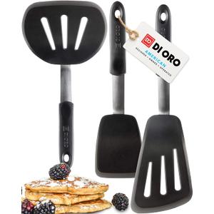 DI ORO - Chef Series FLEX Silicone Spatula 600F Heat-Resistant Flexible Silicone Rubber Turner Spatulas (3-Piece Set)
