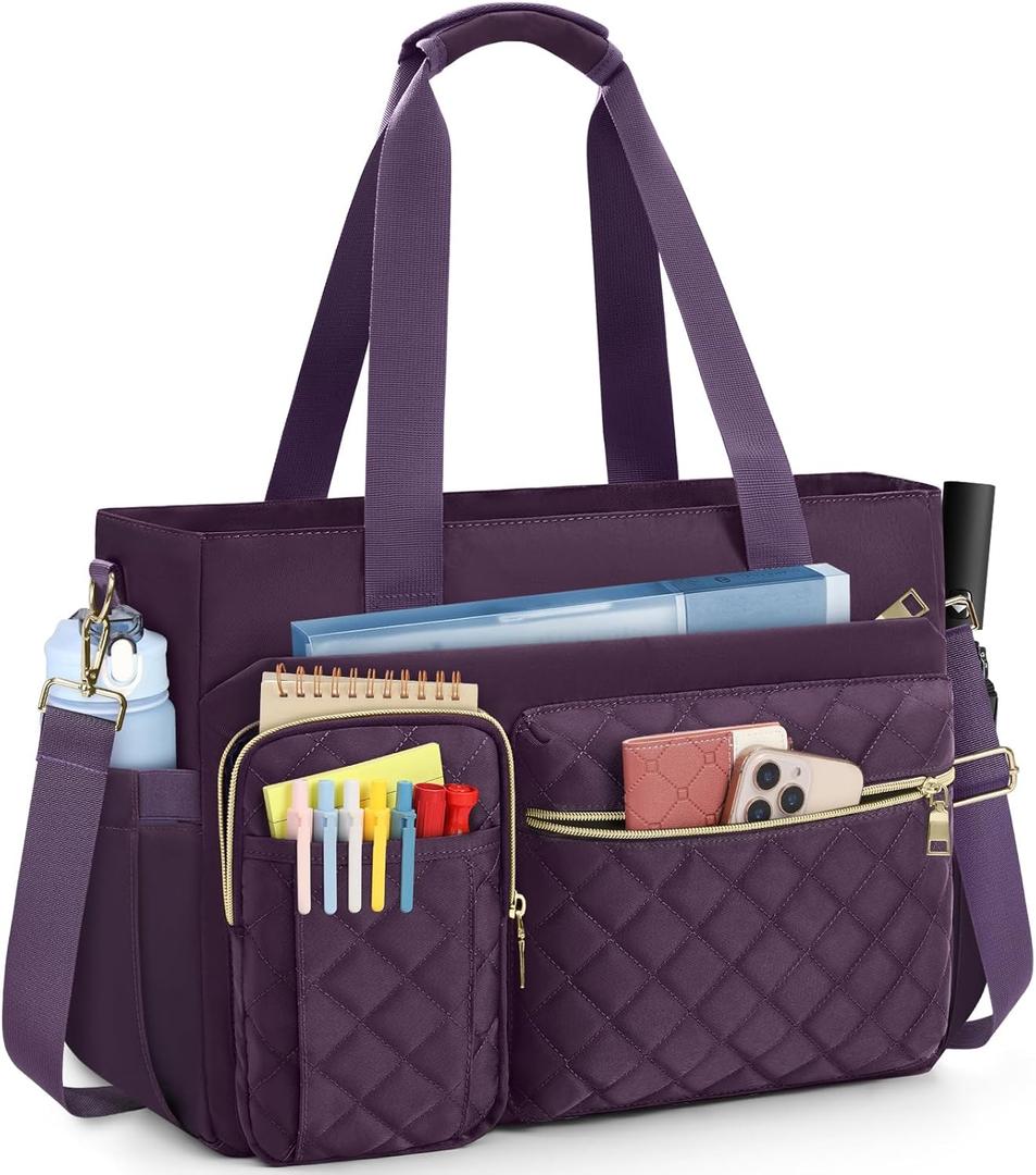 SDYSM Teacher Tote Bag 15.6 inch Laptop Bag Work Bags for Women Nurse Tote Professional Computer Messenger Shoulder Bags Laptop Briefcase for Office, College, Nursing, Purple