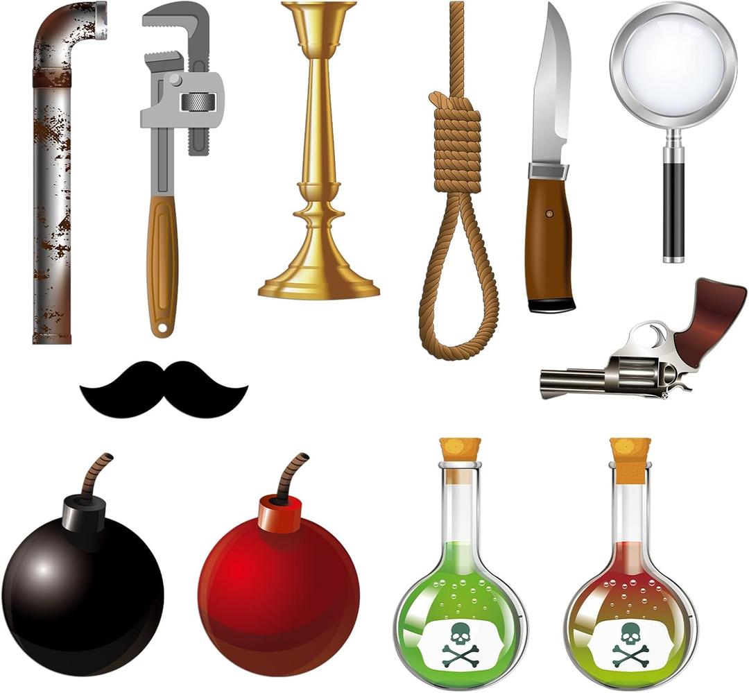 Tenceur 36 Pcs Murder Mystery Themed Party Decorations Kits Crime Scene Photo Prop Cutouts Murder Mystery Signs Clue Game Decorations for Fun Party Birthday Detective Activities