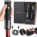 Wine Gifts-Electric Wine Opener-Automatic Wine Opener Rechargeable-Cordless Electric Corkscrew-Wine Bottle Opener with Foil Cutter, 2 in 1 Aerator Pourer, Vacuum Stopper, Gift Box
