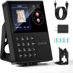 KUIIYER 3 in 1 Time Clocks for Employees Small Business (Face + Palm Print + PIN) Employee Clock in & Out Machine Attendance Punch Clock