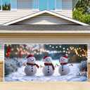 6 x 13 ft Christmas Garage Door Decorations Merry Christmas decorations Xmas Garage Door Cover, Happy New Year Hanging Banner for Home,Outdoor,Indoor,Party (Three Snowmen, 6 x 13 ft)