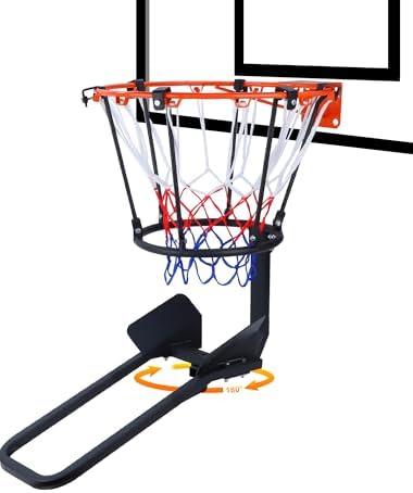 Basketball Return Attachment, Rotate 180° Basketball Hoop Return, Metal Basketball Hoop Return, Durable Strong Impact Resistance,Training Shoot a Basket Efficiently, Basketball Rebounder for 18" Rim