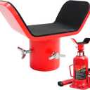 Adjustable Bottle Jack Adapter with Triple-Lock, Secure Wobble-Free Fit for 2T-12T Bottle Jacks, Heavy Duty 1/4" Steel Saddle for 3" & 4" Axle Tubes on RV, Truck, Trailer (Red (1.65IN))