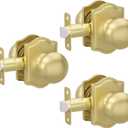 Haidms Gold Passage Door Knobs, Closet Door Knobs Interior, Brushed Gold Door Knob for Hallway Closet (3 Pack)