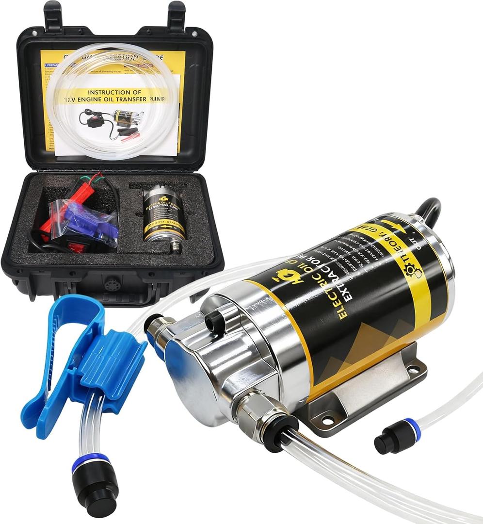 MILADO 12V 100W Electric Oil Change Extractor Pump Set,1-4L/min Fluid Transfer Pump for Engine Oil, Diesel Oil, Transmission Fluid, Gear Oil, Suitable for Boat, Car, Truck, Motorcycle, Lawnmower