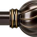 Lootkell Bronze Curtain Rods for Windows, Adjustable Length Heavy Duty Brown Window Curtain Rod with Decorative Finials for Outdoor Farmhouse Bedroom Kitchen Living Room, 23ft