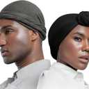 Silk Satin Lined Halo Turban Head Wrap Pre-Tied Skull Cap for Men and Women Sleeping Bonnet Hair Cover Chemo Hair Loss Hat, Size: X-Large