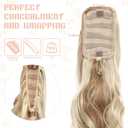 FELENDY 15" Ponytail Extension Drawstring Curly Wavy Ponytail Extensions Clip in Long Pony Tails Hair Cute Synthetic Piece for Women Bleach Blonde mix Light Blonde