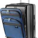 KROSER Hardside Expandable Carry On Luggage 22x14x9 Airline Approved With Front Business Pockets, 20 Inch Suitcases with Wheels, Carry on Suitcase with TSA Lock & USB Port, Black-Haze Blue