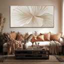 Framed White Abstract Floral Canvas Wall Art for Living Room 24x48 Inch, White and gold