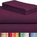 LuxClub 4 PC Full Sheet Set, Breathable Luxury Bed Sheets, Deep Pockets 18" Wrinkle Free Cooling Bed Sheets Machine Washable Hotel Bedding Silky Soft - Eggplant Full