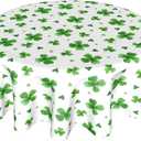 Kawani St. Patrick's Day Round Tablecloth 70 Inch Watercolor Shamrock Table Cloths Green St Patricks Day Table Cloths Circular Table Cover Spring Holiday Tabletop for Home Dining Kitchen Picnic Party